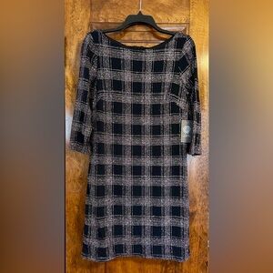 Vince Camuto NWT Black and White Checkered Long Sleeve Dress